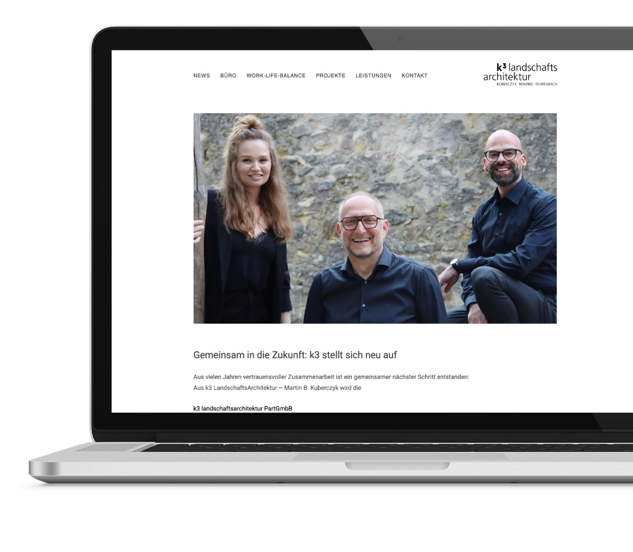 k3 Landschaftsarchitektur, Corporate Design, Redesign, Barbara Kuberczyk Kommunikationsdesign, Geschäftsausstattung, Webdesign, Beschilderung, Beschriftung