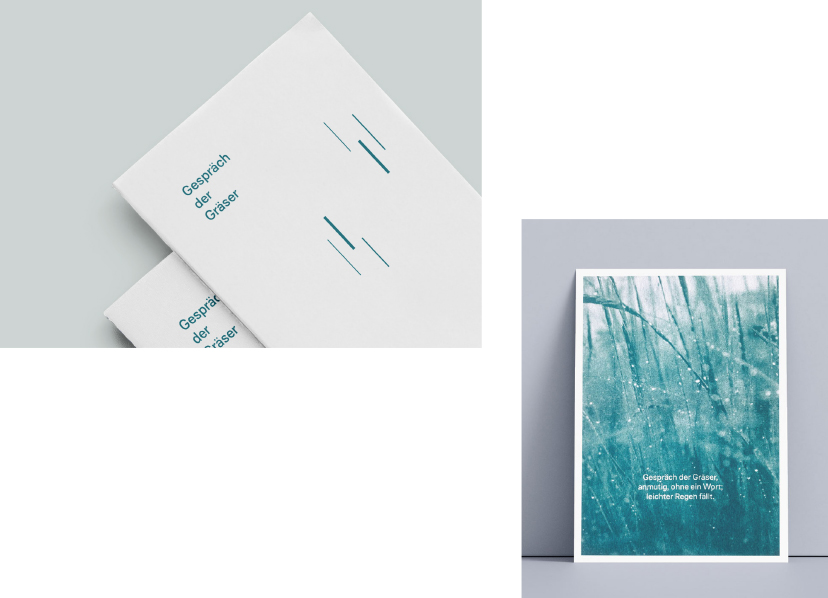 Editorial Design, Ausstellung, Kommunikationsdesign, Kommunikationsdesign Konstanz, Lyrik, Gedichtband, Gespräch der Gräser, Julia Tilgen-Kramm, Barbara Kuberczyk Kommunikationsdesign