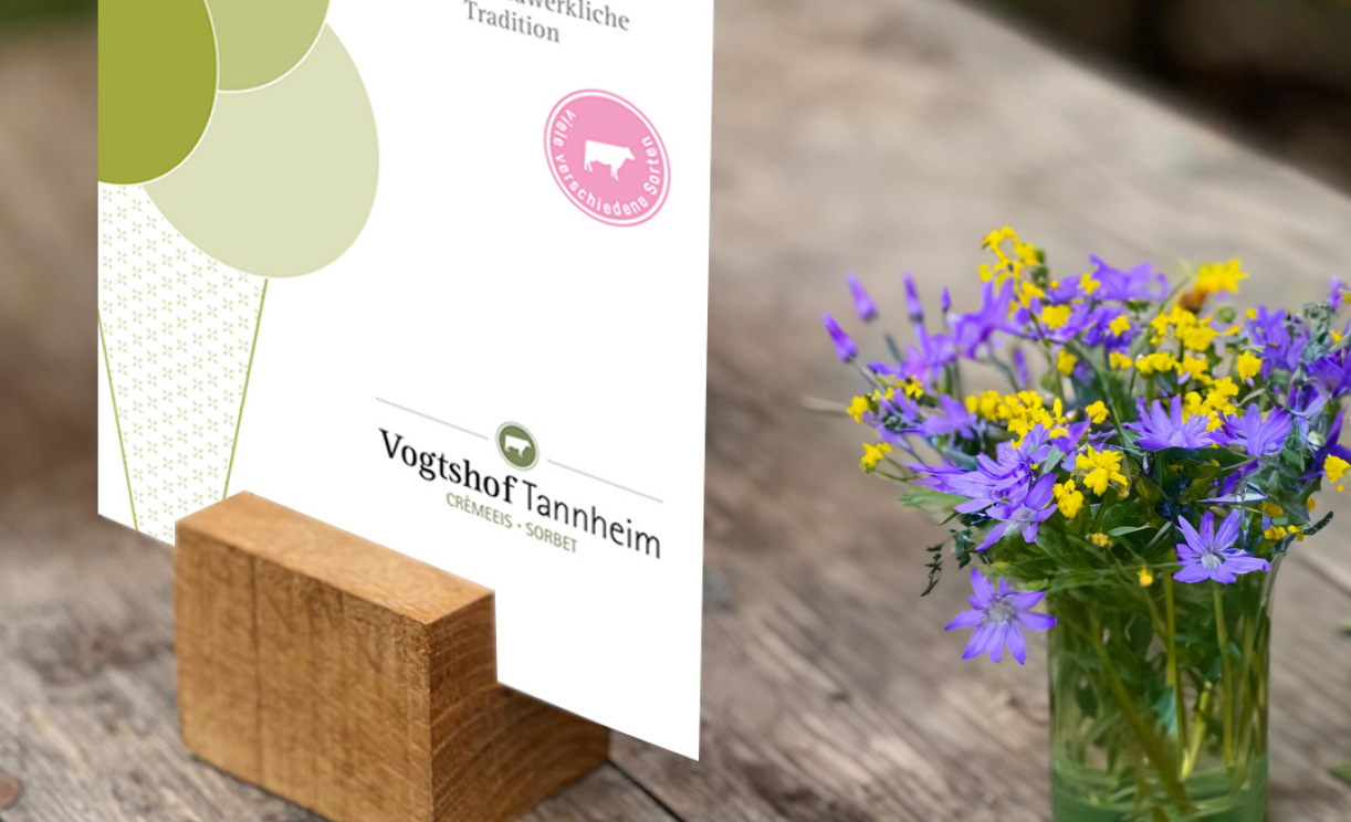 Vogtshof Tannheim, Cremeeis, Sorbet, Corporate Design, Postkarten, Grafikdesign, Kommunikationsdesign, Kommunikationsdesign Konstanz, Barbara Kuberczyk