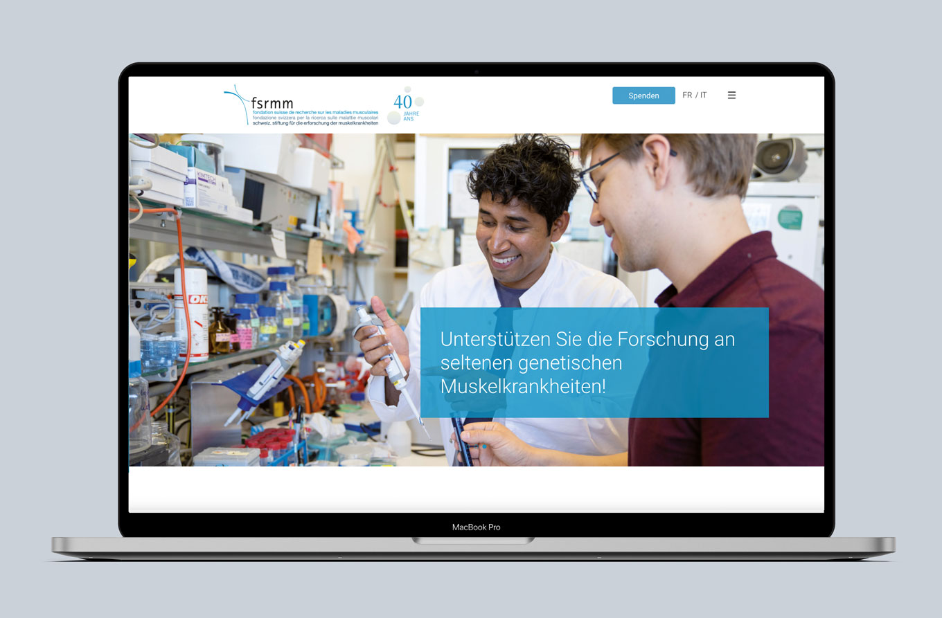 FSRMM, Website, Stiftung Forschung für Muskelkrankheiten, Kommunikationsdesign, Webdesign, Barbara Kuberczyk Kommunikationsdesign