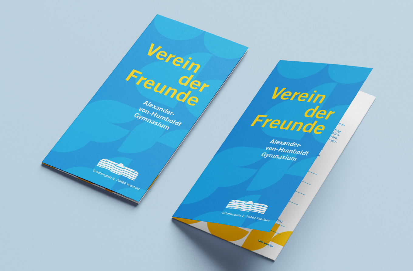 Grafikdesign, Flyer, Förderverein, Alexander von Humboldt Gymnasium KonstanzKommunikationsdesign, Kommunikationsdesign Konstanz, Barbara Kuberczyk, Typographie