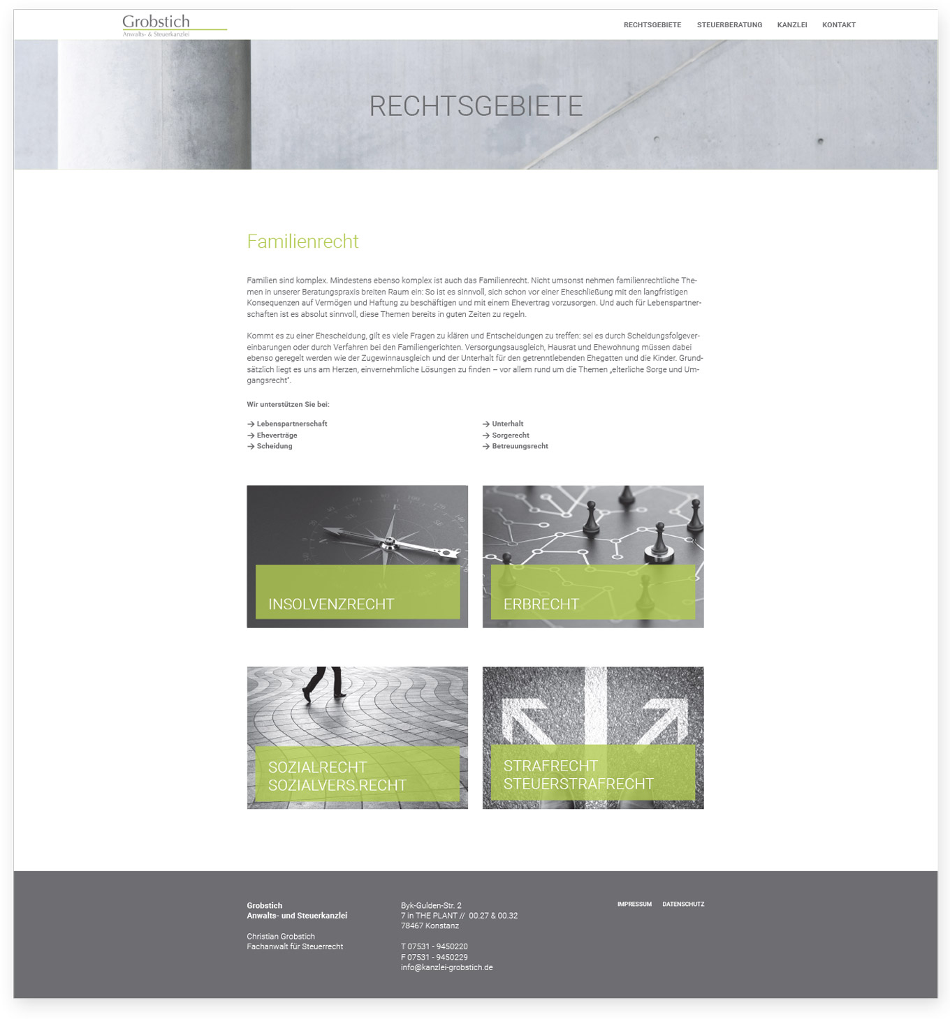 Kommunikationsdesign Konstanz, Kanzlei Grobstich, Website, Webdesign, Kanzlei Grobstich, Anwaltskanzlei