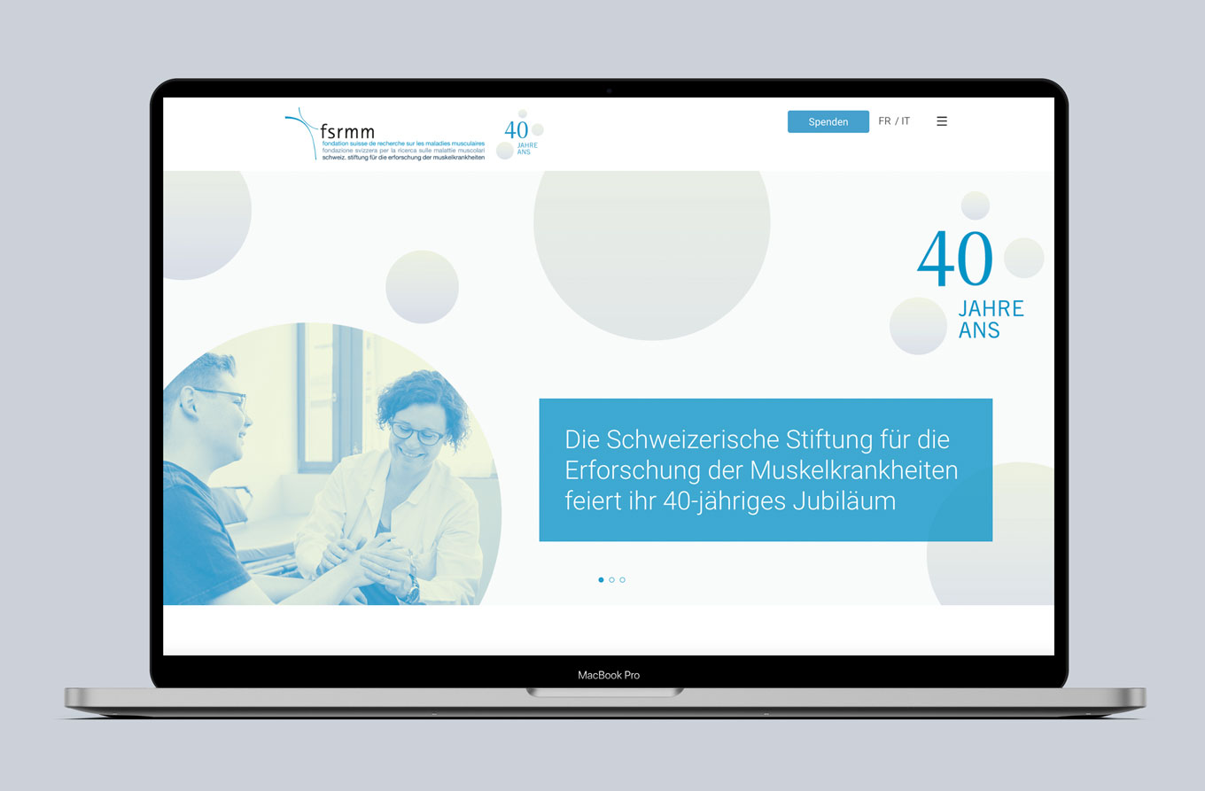 FSRMM, Website, Stiftung Forschung für Muskelkrankheiten, Kommunikationsdesign, Webdesign, Barbara Kuberczyk Kommunikationsdesign