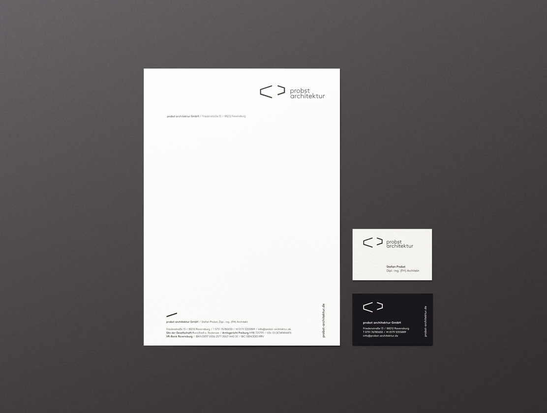 Kommunikationsdesign Konstanz, Architektur, Erscheinungsbild, Corporate Design, Visitenkarten, Briefbogen, Geschäftsdrucksachen