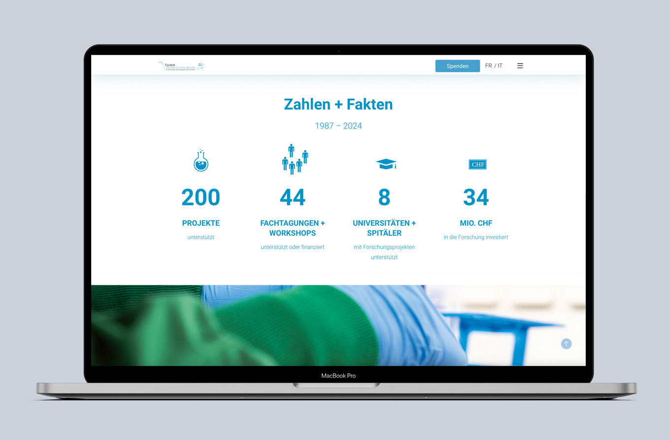 FSRMM, Website, Stiftung Forschung für Muskelkrankheiten, Kommunikationsdesign, Webdesign, Barbara Kuberczyk Kommunikationsdesign