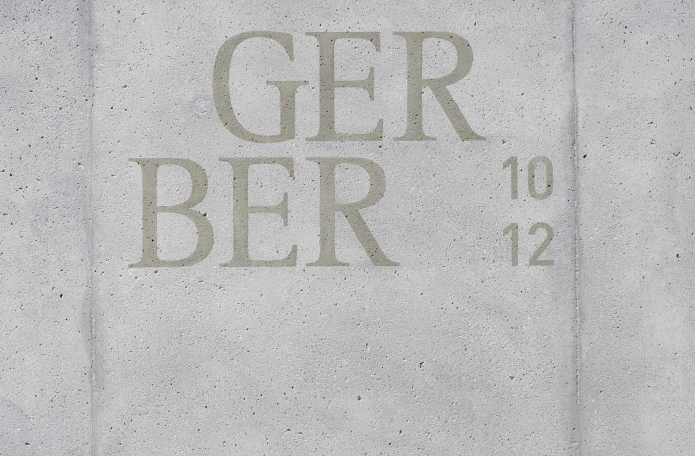 Gerber 10 + 12, Corporate Design, Grafikdesign, Logo, Kommunikationsdesign, Kommunikationsdesign Konstanz, Barbara Kuberczyk, Fassadenbeschriftung