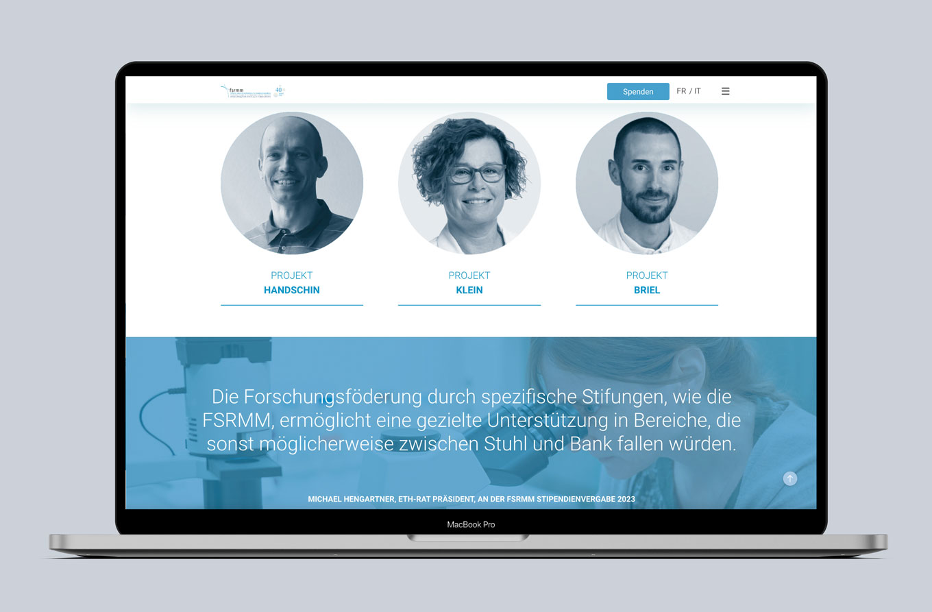 FSRMM, Website, Stiftung Forschung für Muskelkrankheiten, Kommunikationsdesign, Webdesign, Barbara Kuberczyk Kommunikationsdesign