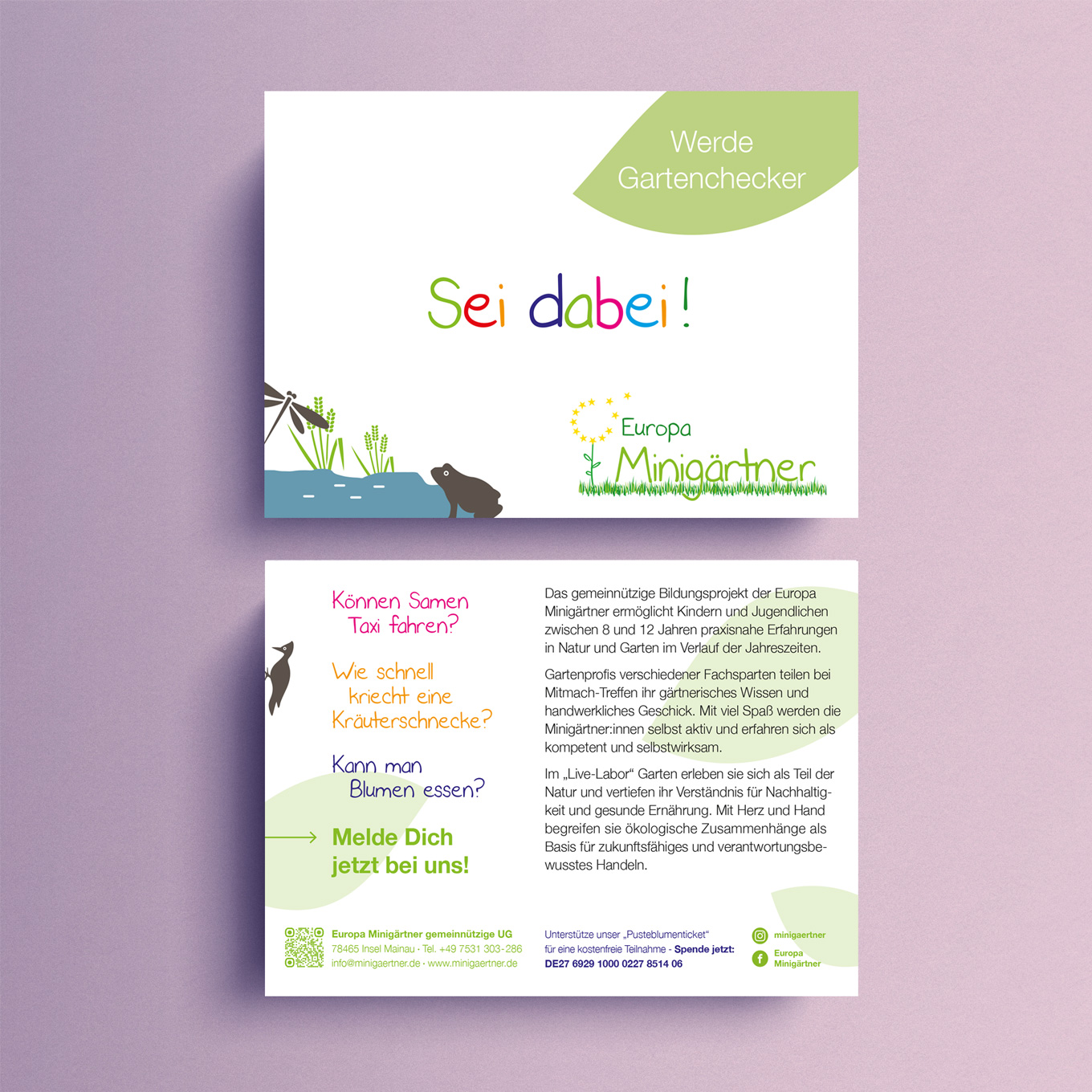 Mainau Minigärtner, Postkarten, Kommunikationsdesign, Webdesign, Website, Kommunikationsdesign Konstanz, Barbara Kuberczyk